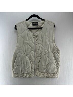 Maison Article Quilted Liner Vest Mens M Full Zip Onion Stitch Outerwear Beige